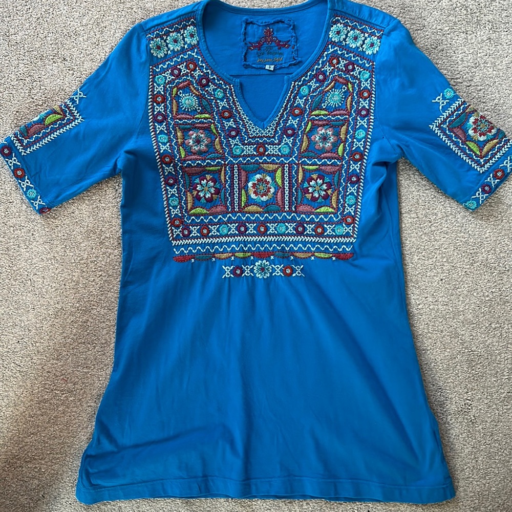 Johnny Was turquoise top